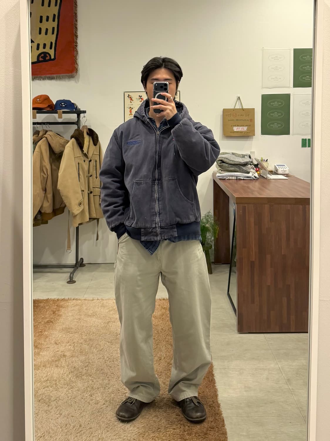 Corner Stone 빈티지 덕 액티브 페이딩 후드 워크 자켓 상품이미지2