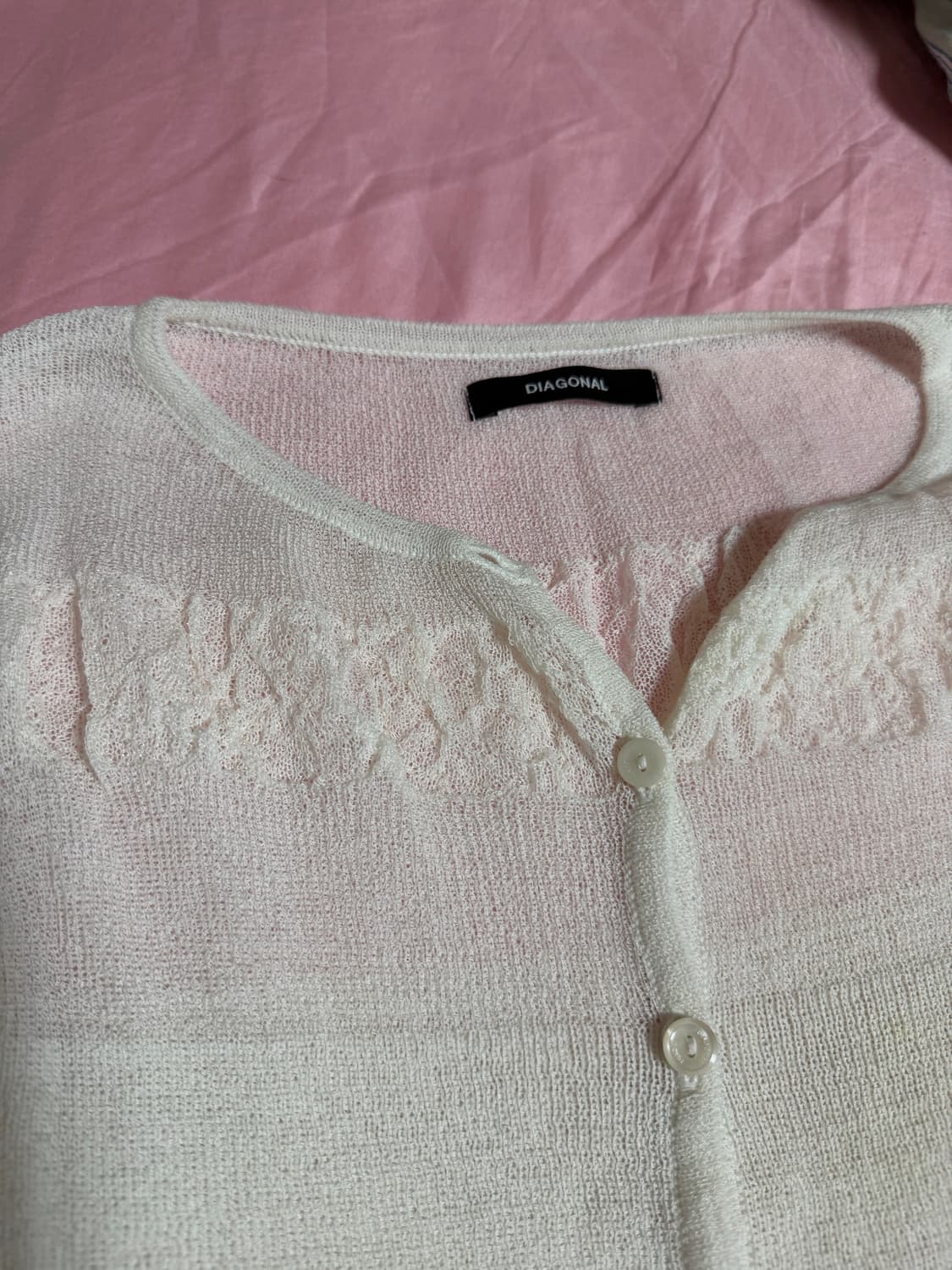 다이애그널 시스루 가디건 SHIRRING CARDIGAN (ivory) 상품이미지4