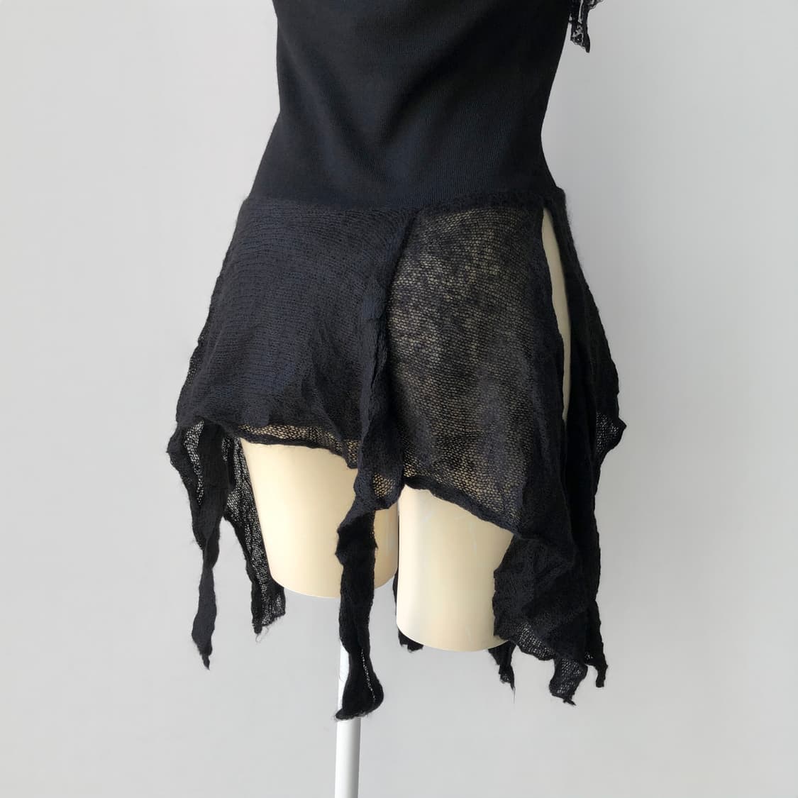 블랙 러플 울 레이어드 미니 원피스 상품이미지6