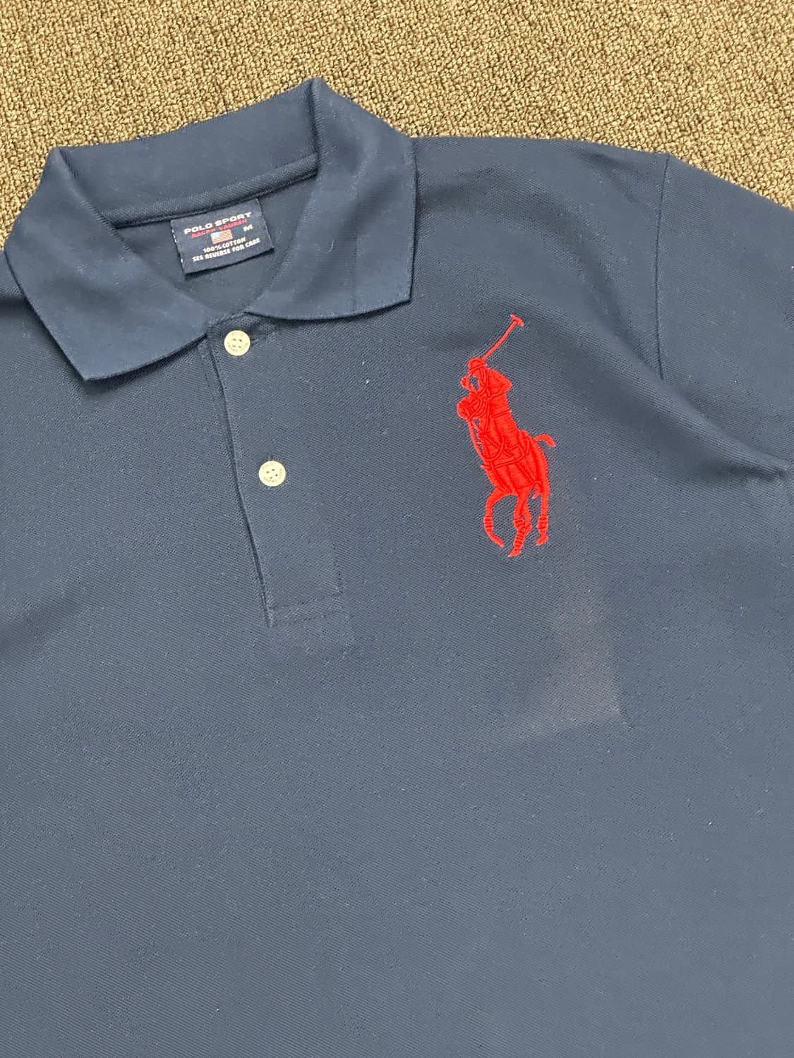 M)폴로 랄프로렌 빈티지 네이비 빅포니 카라 반팔 메쉬 상품이미지2