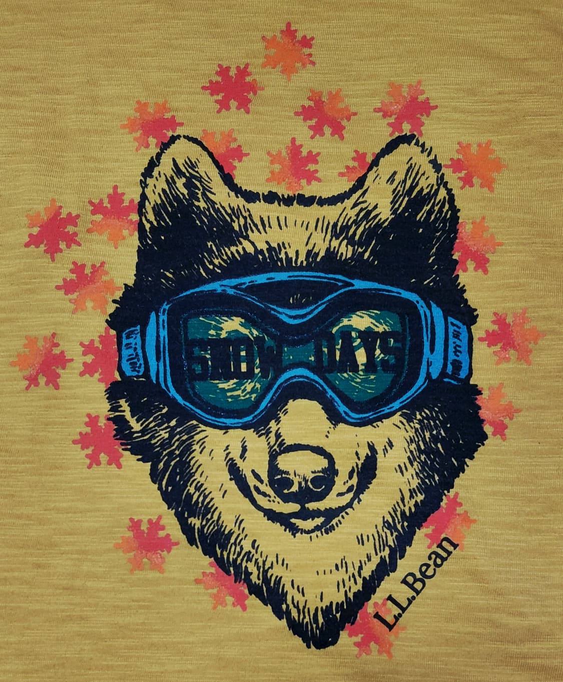 (L.L.Bean/XL) 키즈 롱 슬리브 티셔츠 - 스키 고글 울프 옐로 상품이미지2