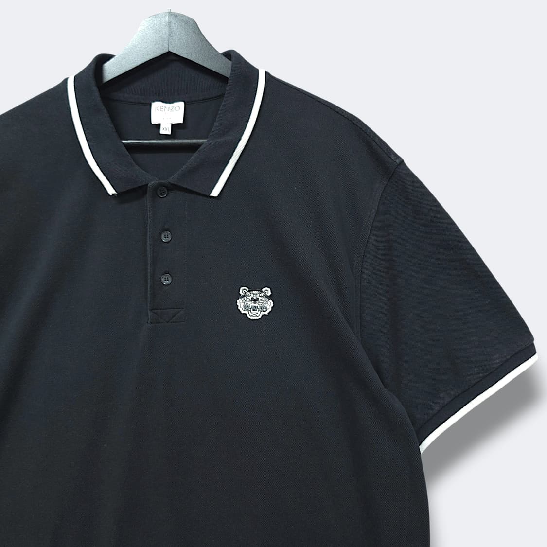 [2XL] 겐조 블랙 타이거 헤드 자수 코튼 PK 반팔 카라티셔츠 상품이미지3