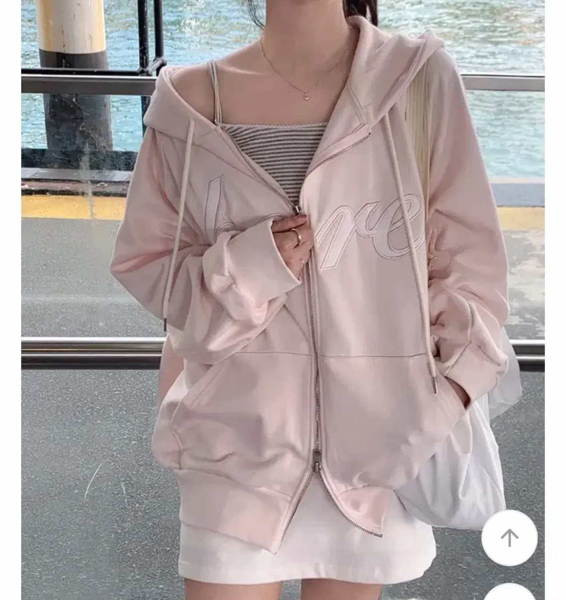 유리에 히어유 멜로우핑크 후드집업 상품이미지2