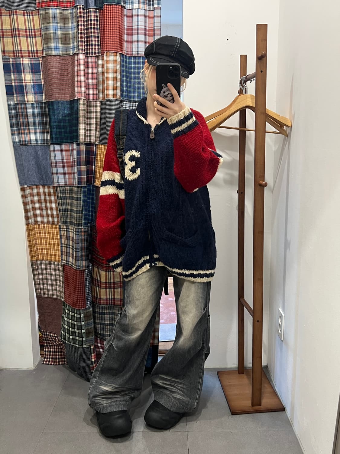 레드 앤 블루 니트 울 집업 상품이미지1