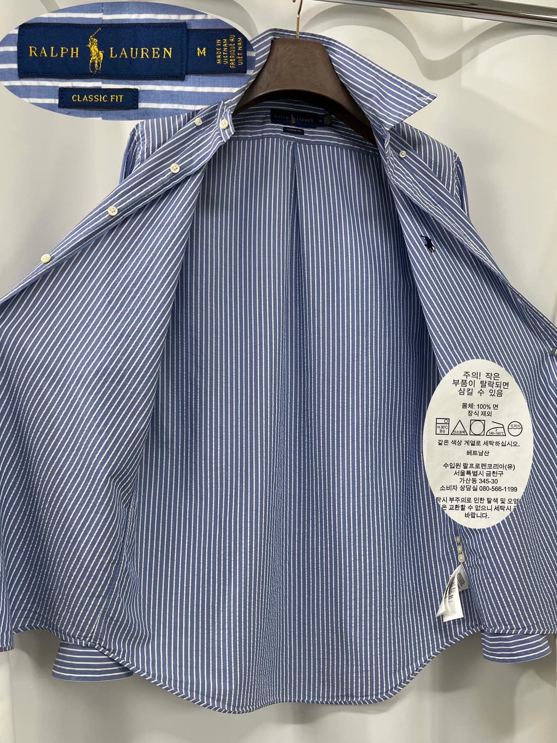 폴로 랄프로렌 스카이블루 시어서커 써머 버튼다운 셔츠 상품이미지3