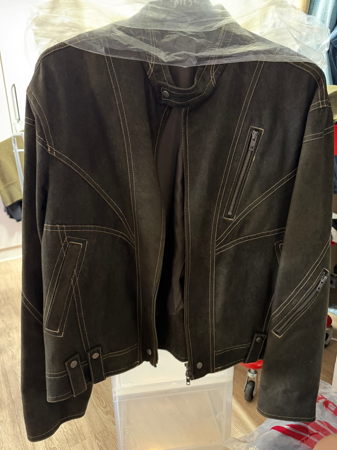 엘무드 헌팅 바이커 자켓 베어스킨 48사이즈 상품이미지2