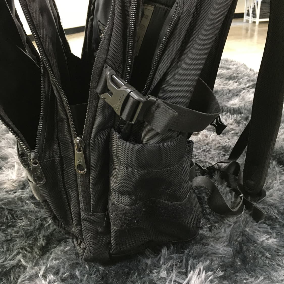 투티/0382 캉골 메쉬 백팩 블랙 멀티 수납 포켓 대용량 학생 가방 상품이미지8