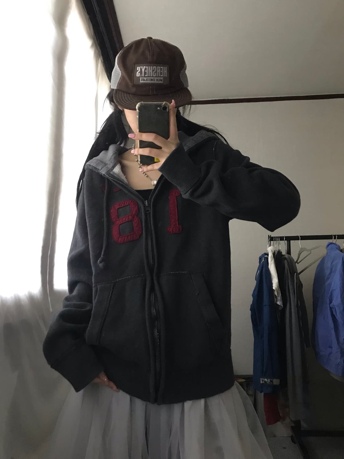 아베크롬비 그레이 버건디 후드집업 상품이미지5