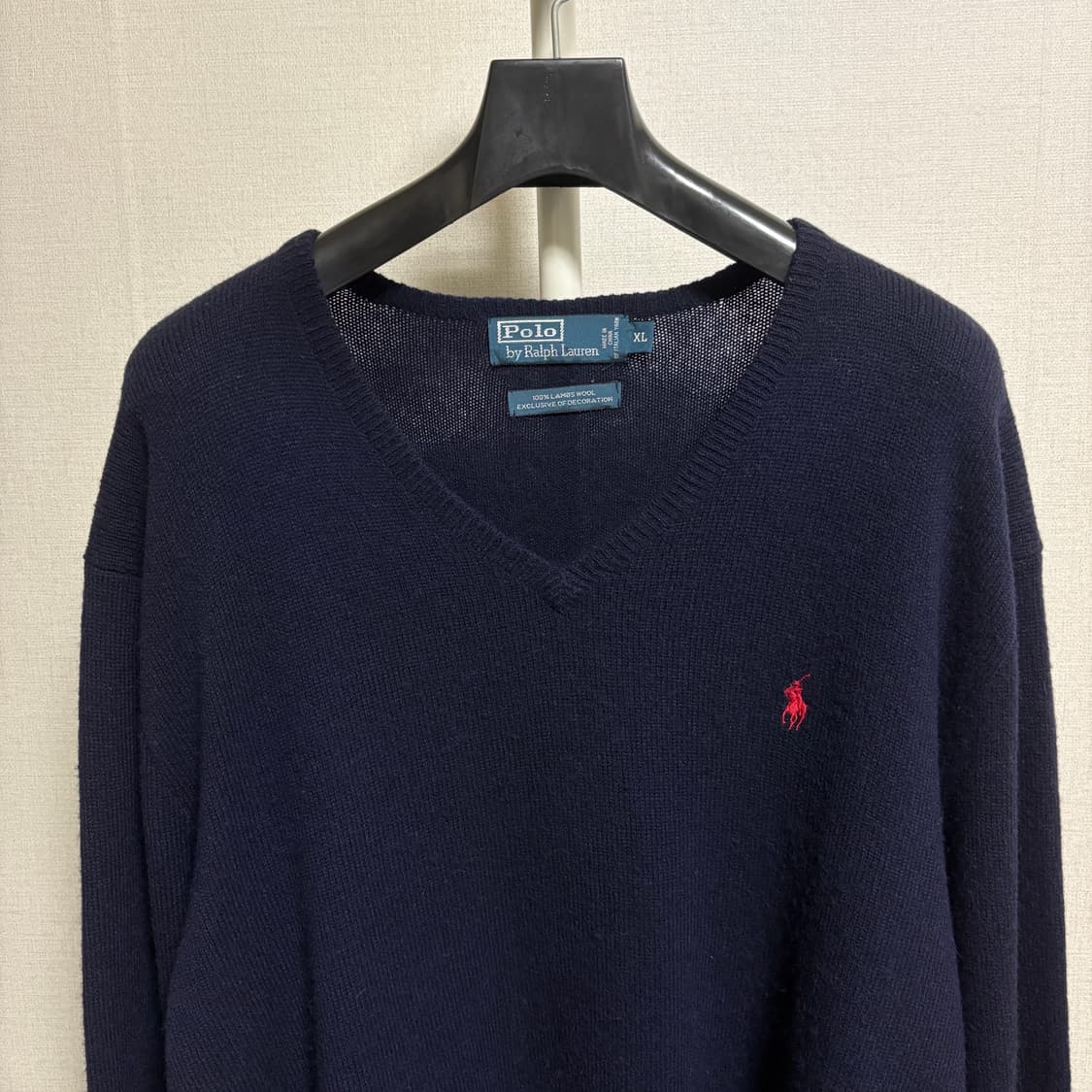 폴로 랄프로렌 램스울 V넥 니트 / 네이비, XL 상품이미지2