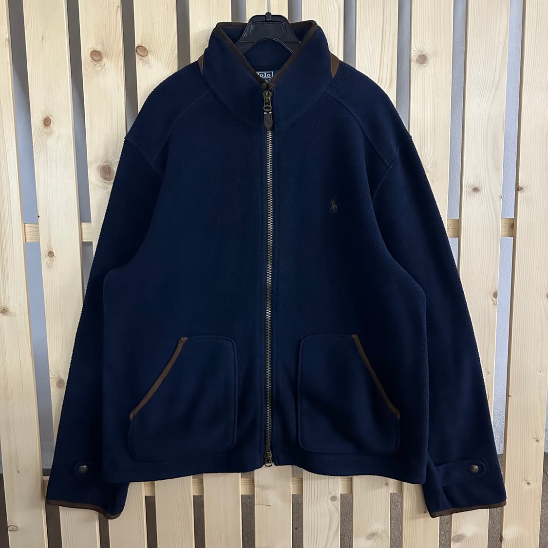 (XL) 폴로 랄프로렌 네이비 브라운 투웨이 후리스 자켓 플리스 집업 상품이미지1