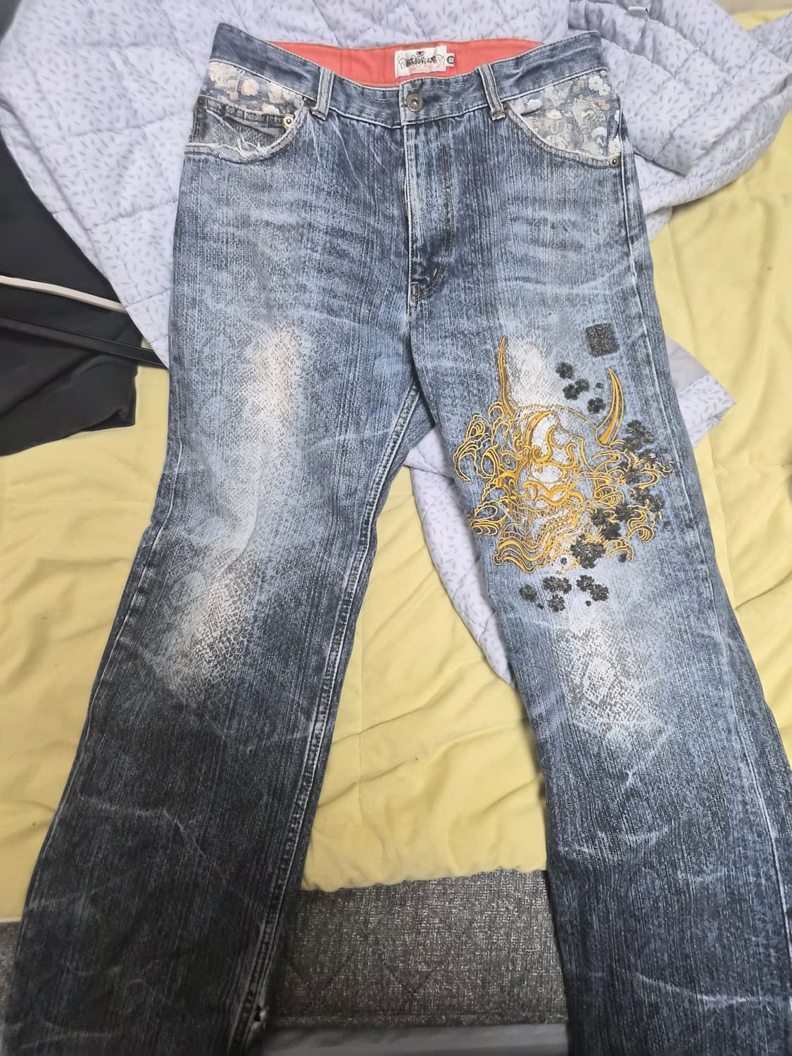 카타쿠리타마시 오니 자수 뱀피 데님 상품이미지1