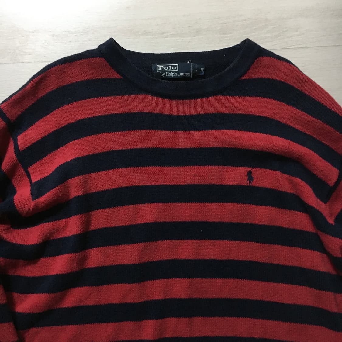 폴로 랄프로렌 단가라 스트라이프 빨강배색 니트 상품이미지1