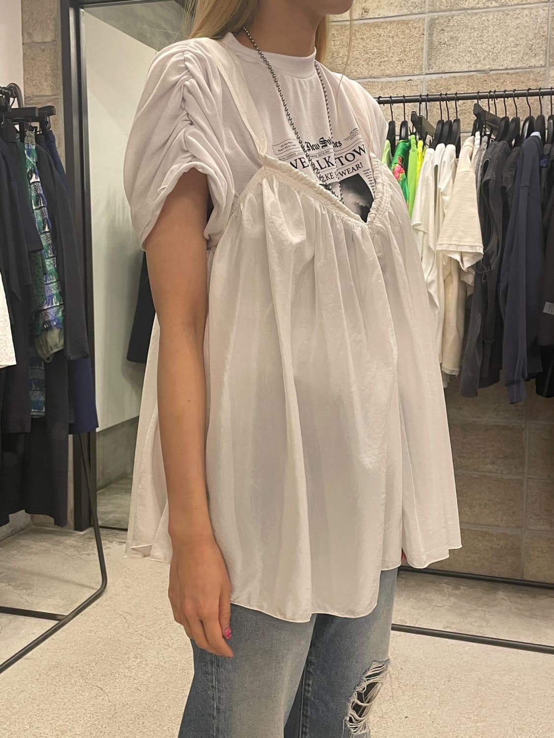 ForteForte 포르테포르테 셔링 슬리브리스 블라우스 상품이미지1