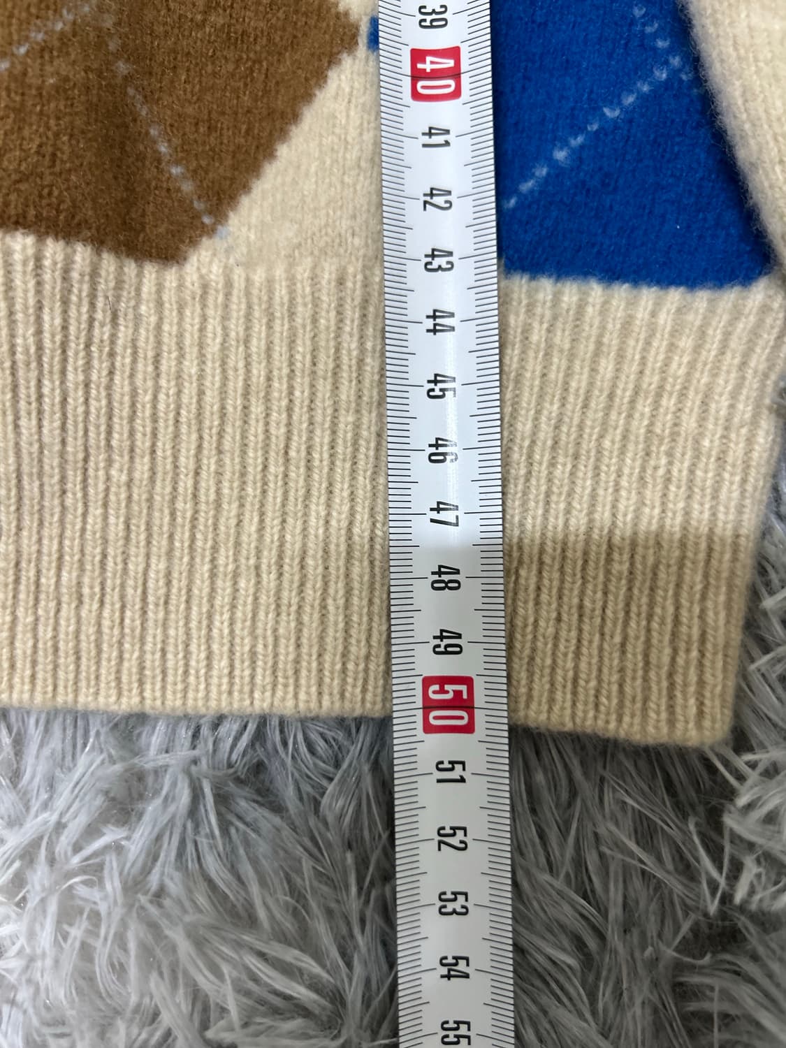 빈폴 베이지 아가일 니트 가디건(xs) 상품이미지4