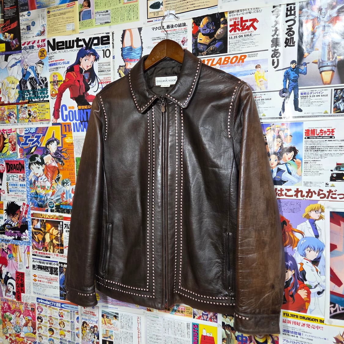 빈티지 브라운 핑크 스티치 웨스턴 양가죽 자켓 상품이미지2