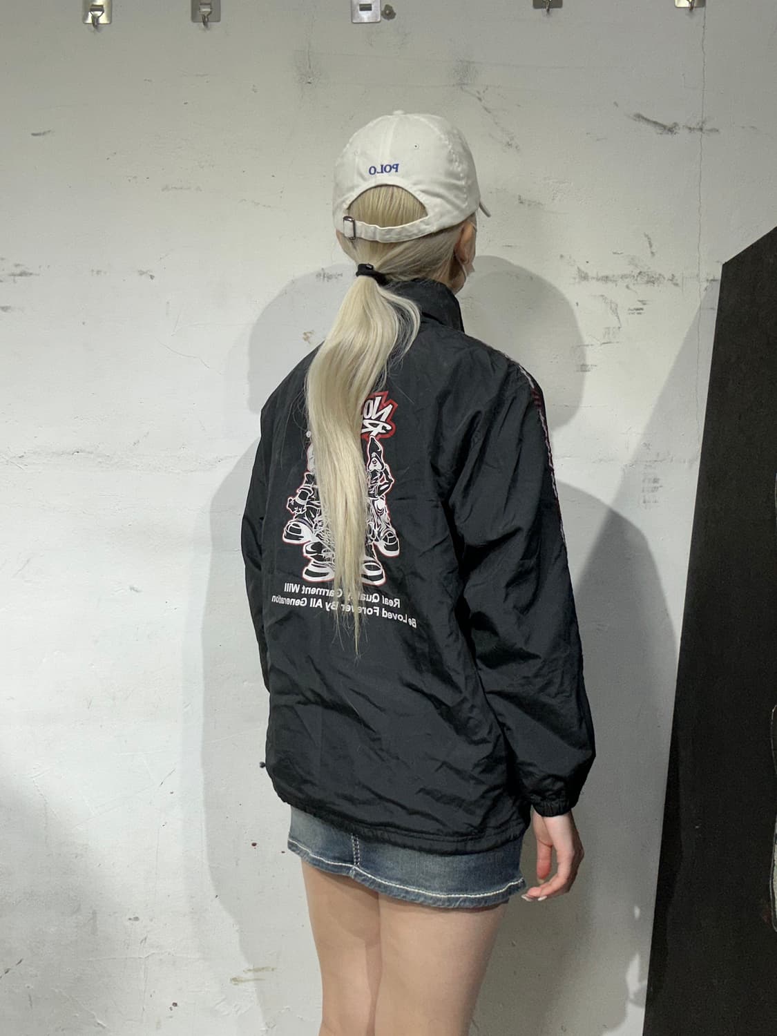 일본 빈티지 블랙 올드스쿨 프린팅 빅 로고 트랙 자켓 상품이미지3