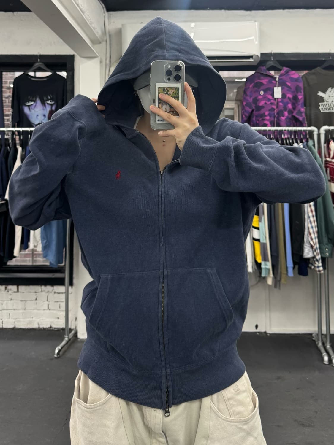 폴로 랄프로렌 투웨이 네이비 후드집업 상품이미지5