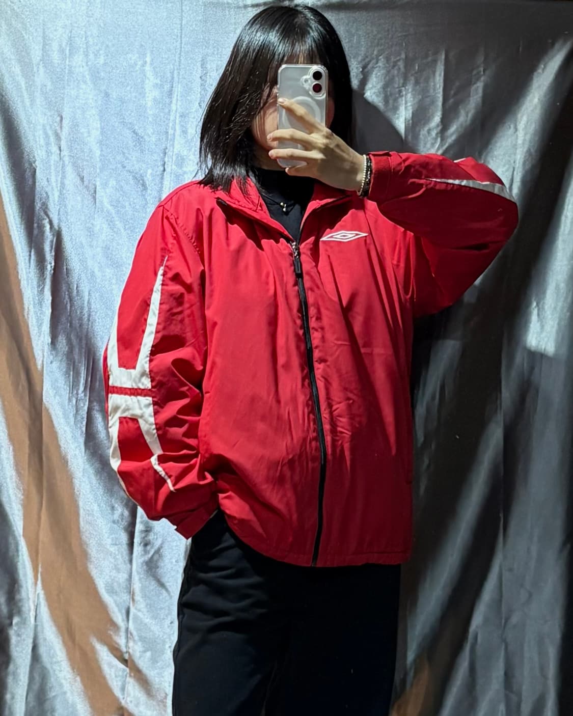 M UNBRO 심볼로고 레드 나일론 자켓 상품이미지1