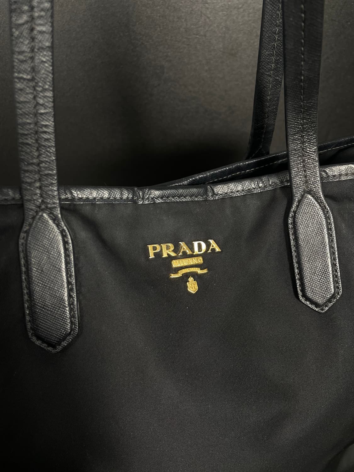 PRADA 프라다 토트 숄더 나일론 가죽 네로 블랙 쇼퍼 백 상품이미지9