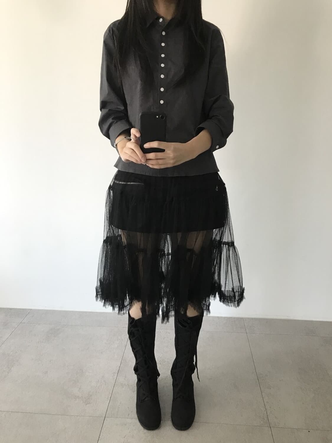 Teufti maison button shirt - charcoal 상품이미지2