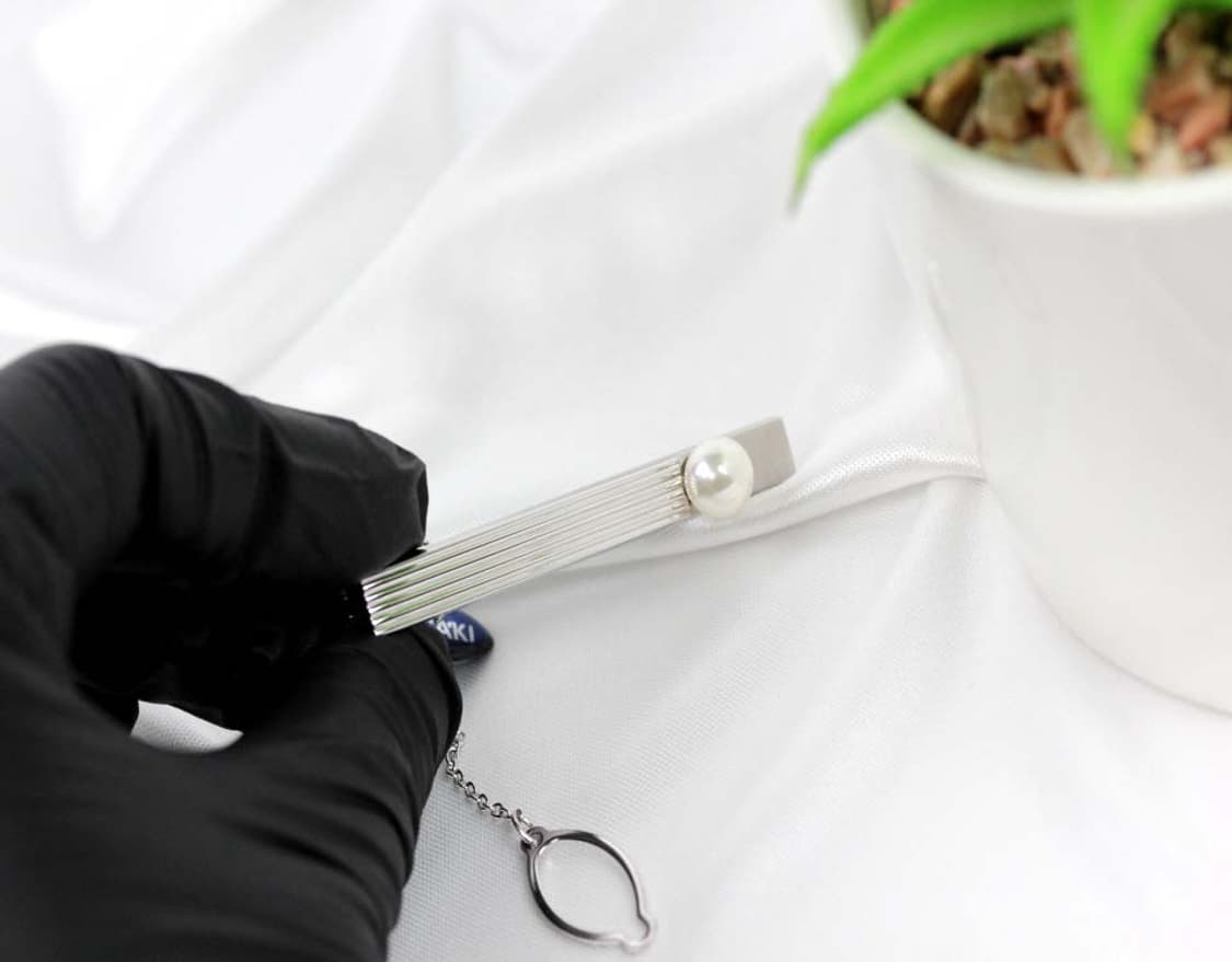 타사키 은 천연진주 하이엔드 4.9cm 남자 명품 넥타이핀 상품이미지4