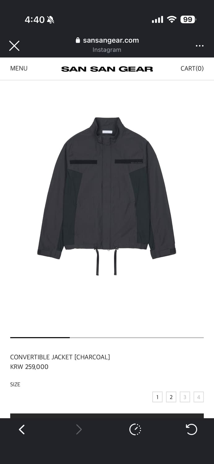 [4]산산기어 컨버터블 자켓 차콜 26ss 판매합니다. 상품이미지1
