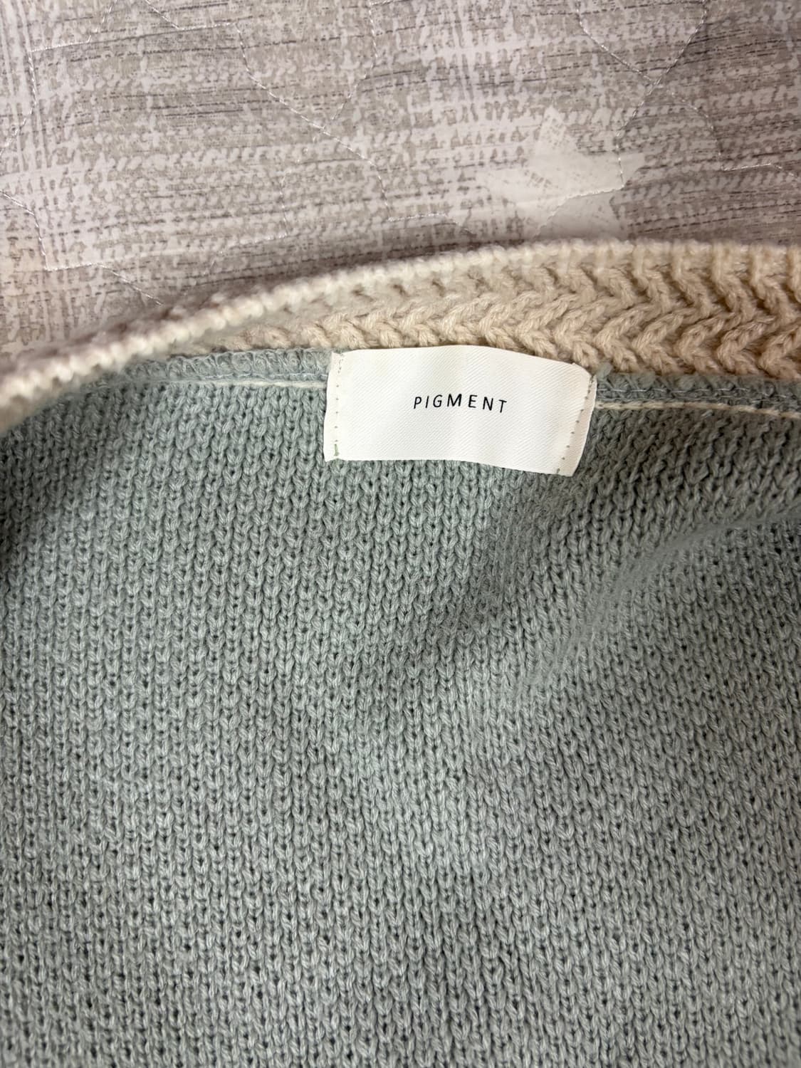 피그먼트 민트 아이보리 배색 가디건  상품이미지3