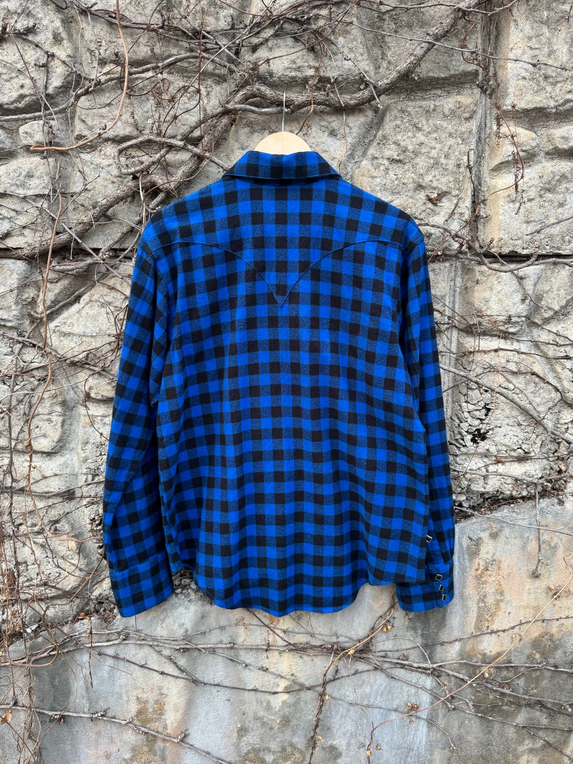 80s 락마운트 빈티지 버팔로 체크 웨스턴 셔츠 블루 상품이미지2