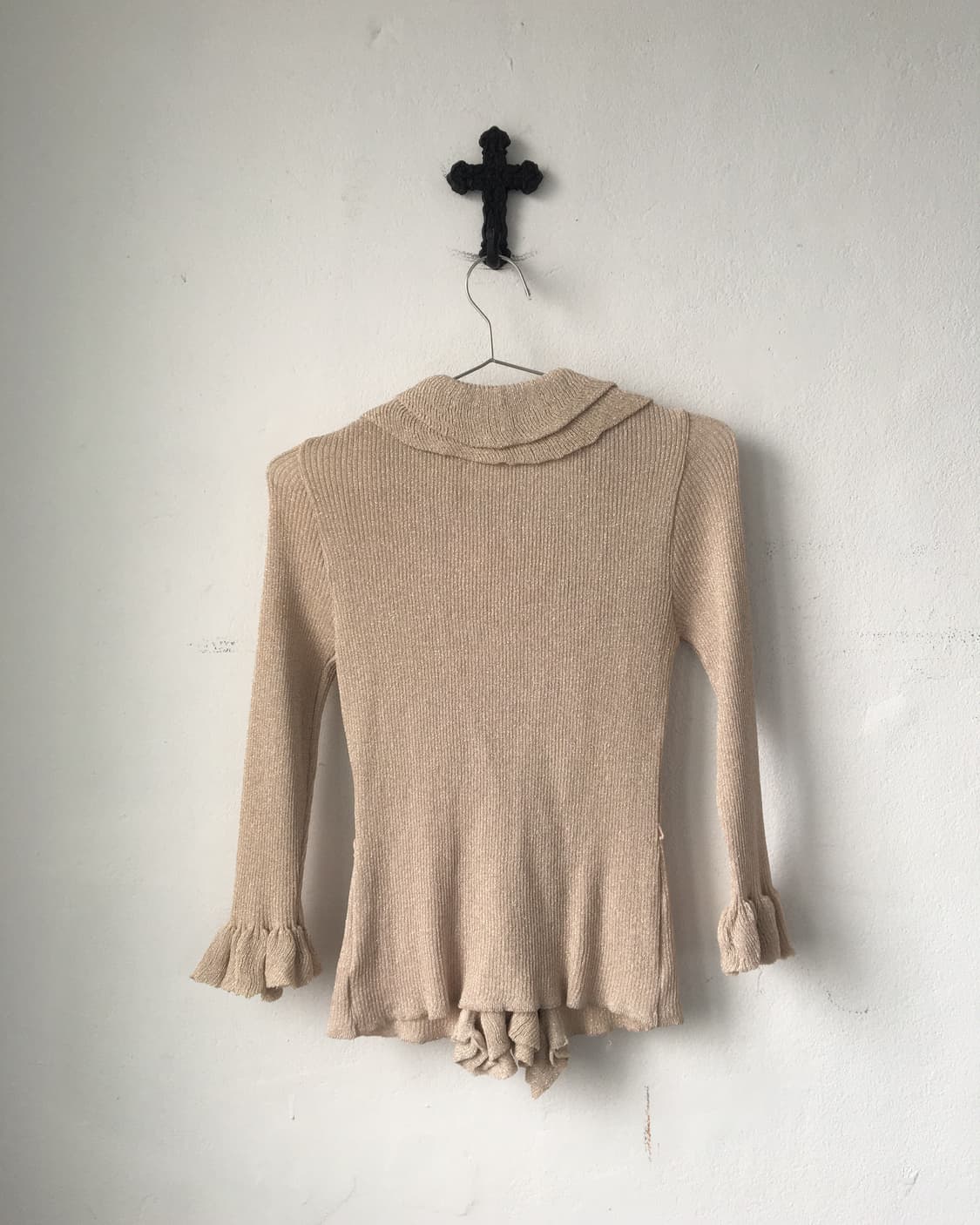 Glitter ruffle ribbed cardigan 상품이미지3