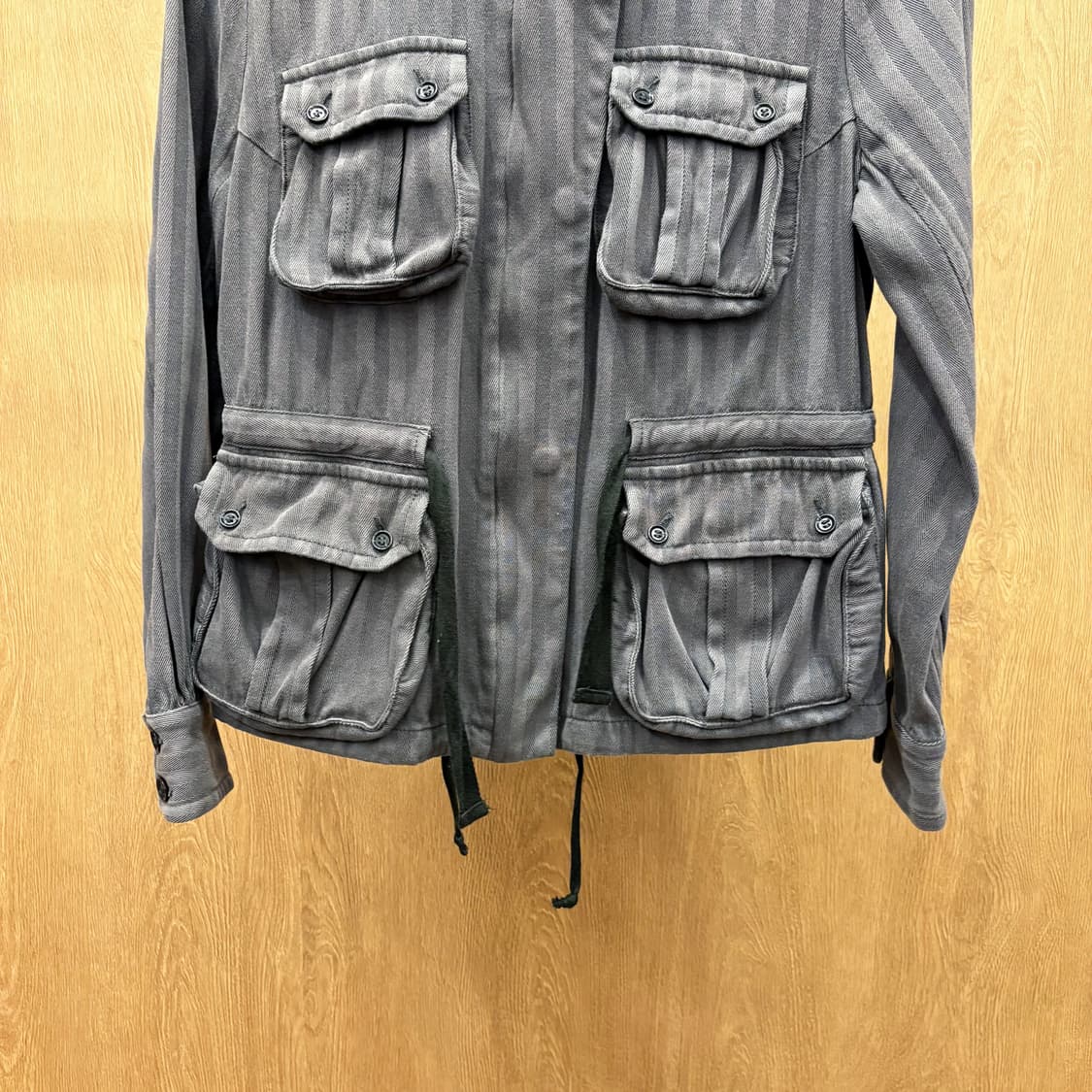  이자벨마랑 에뚜왈 하이넥 자켓 더블 포켓 스트라이프 패턴 디테일 그레이 상품이미지5