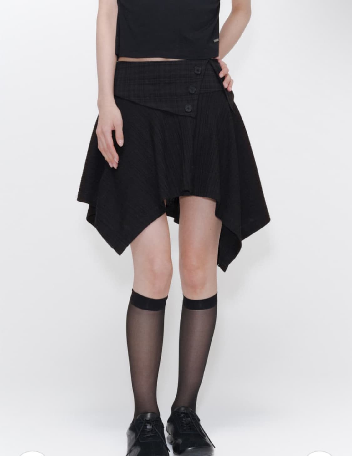 미세키서울 Unbalanced flow mini skirt BLACK 상품이미지1