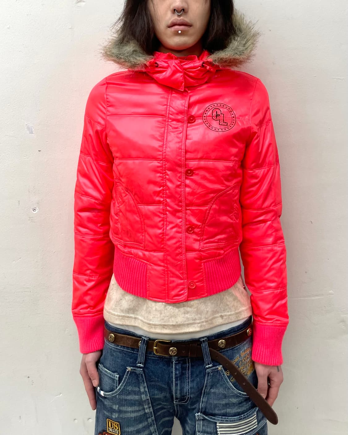 Light pink retro cropped padded jacket  상품이미지1