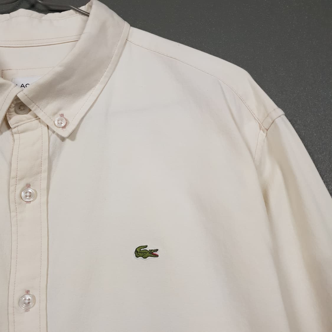 105) 라코스테 신형 20FW 크록 옥스포드 솔리드 셔츠 남방 베이지 상품이미지4