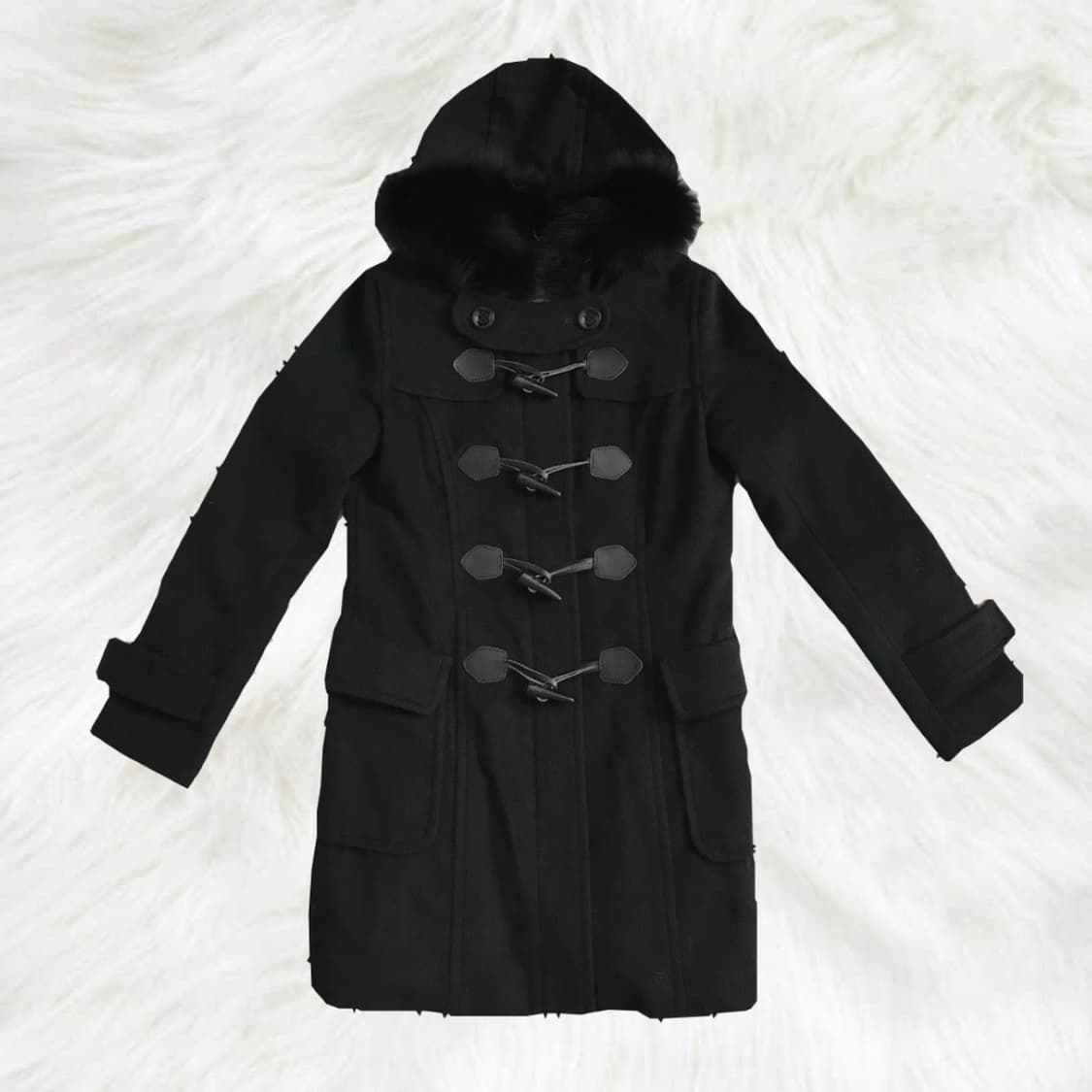 빈티지 블랙 떡볶이코트 떡코 무채색 모리걸 너드 니혼진 갸루 퍼후드 상품이미지2