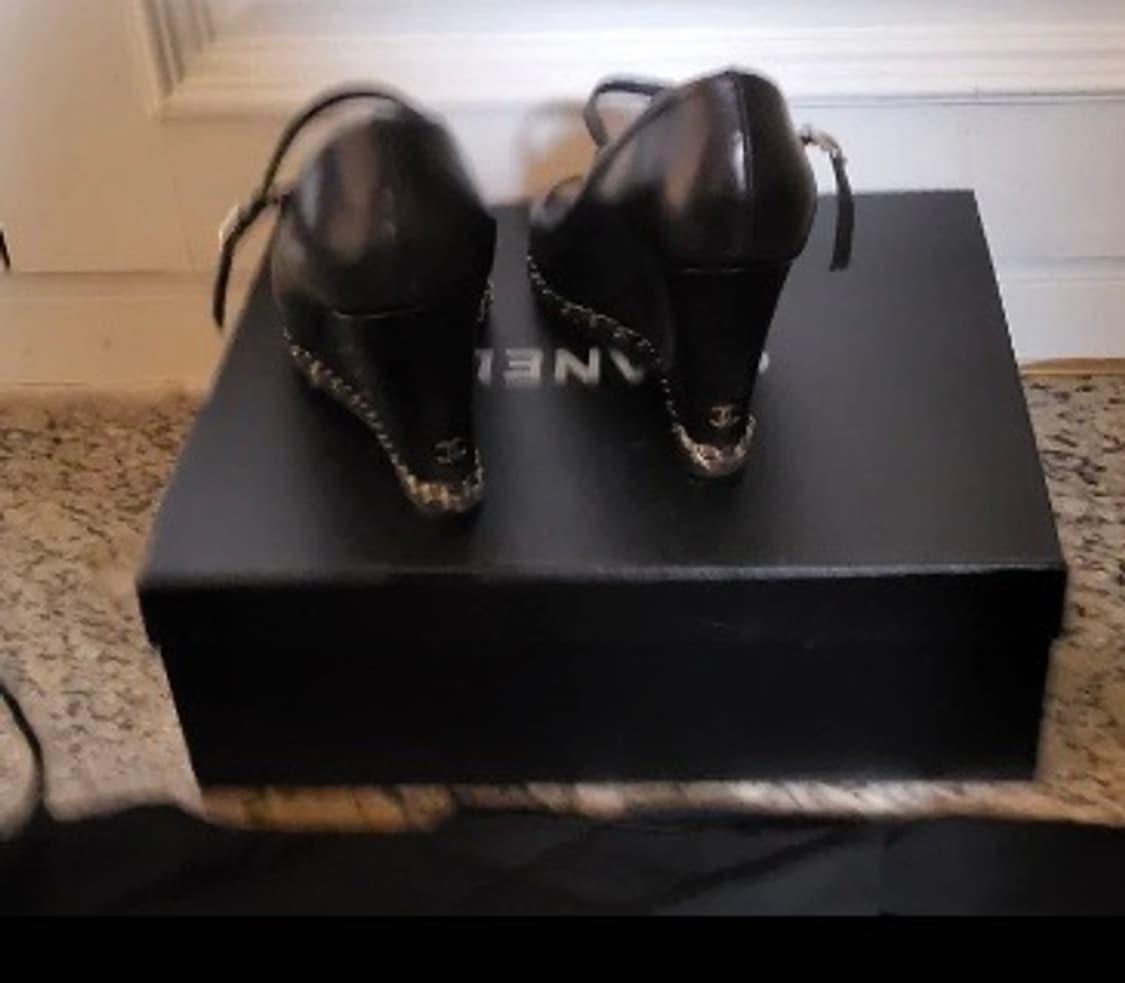 샤넬 오픈토 체인 웨지 힐 구두 36 상품이미지1