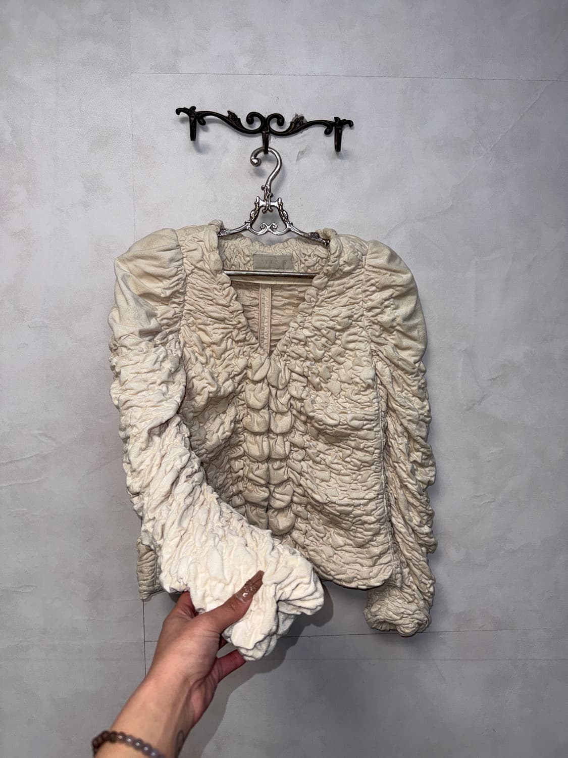 MINE ivory suede draped shirring jacket  상품이미지5