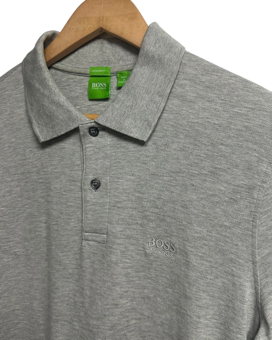 휴고보스(HUGO BOSS) 모던핏 코튼 반팔 카라티 멜란지그레이 M 상품이미지3