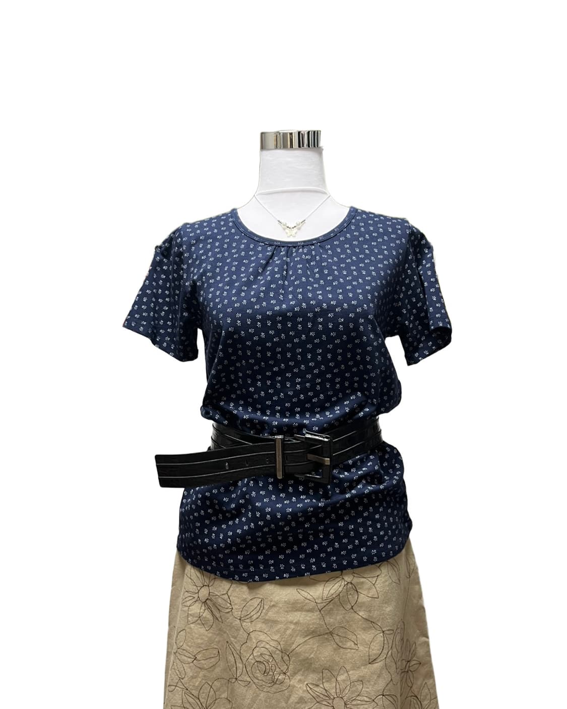 Navy flower pattern t shirt 상품이미지4