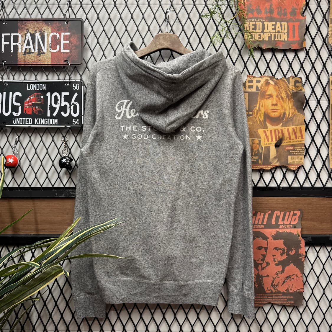 스투지앤코 후드 집업 후면 레터링 로고 포인트 그레이 상품이미지2