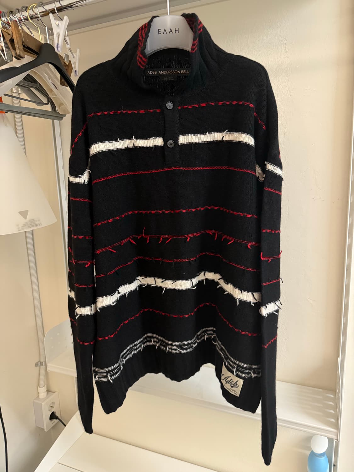 앤더슨벨 블랙 스트라이프 폴로 스웨터 XL 상품이미지6