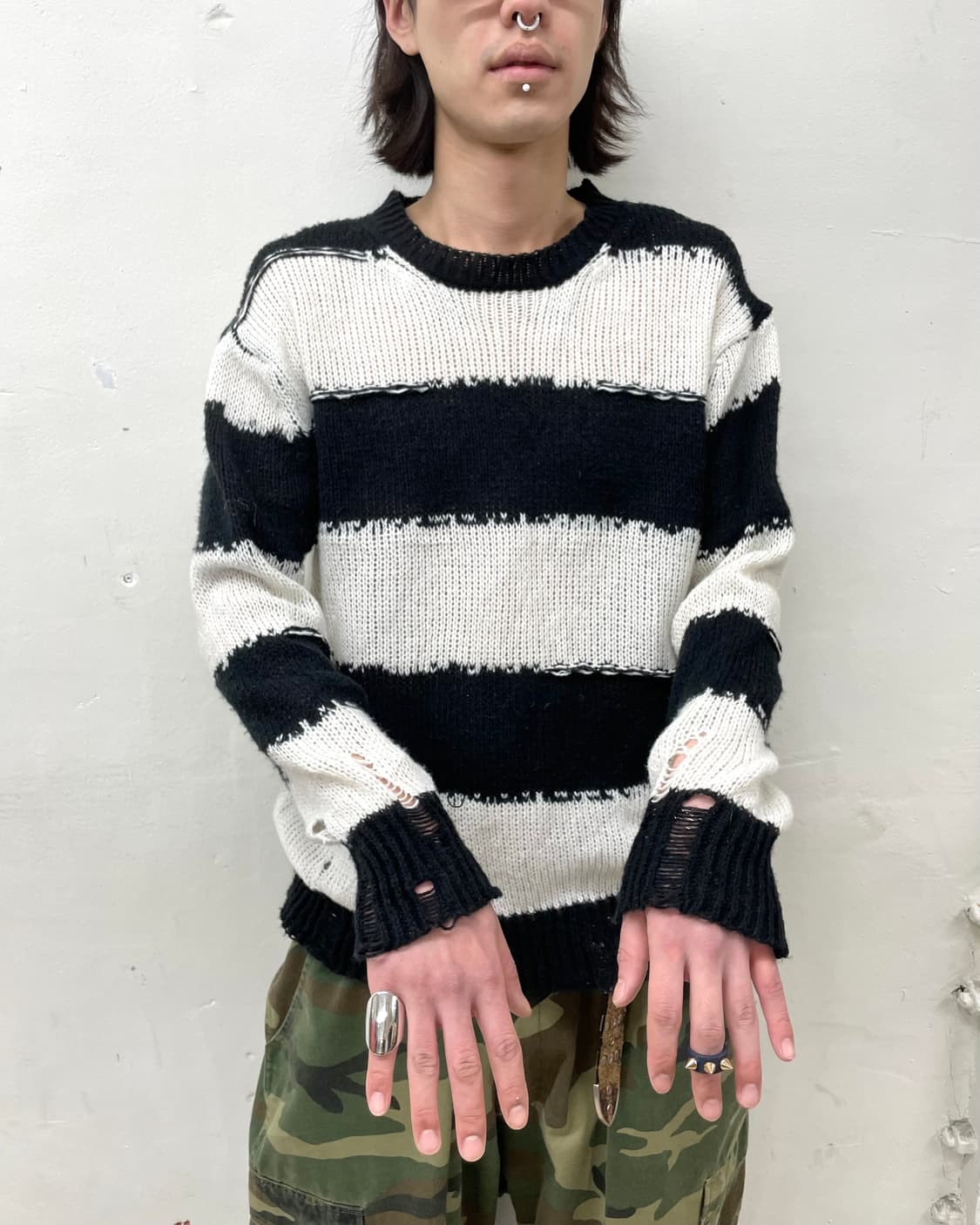 Stripe damage knitwear 상품이미지4