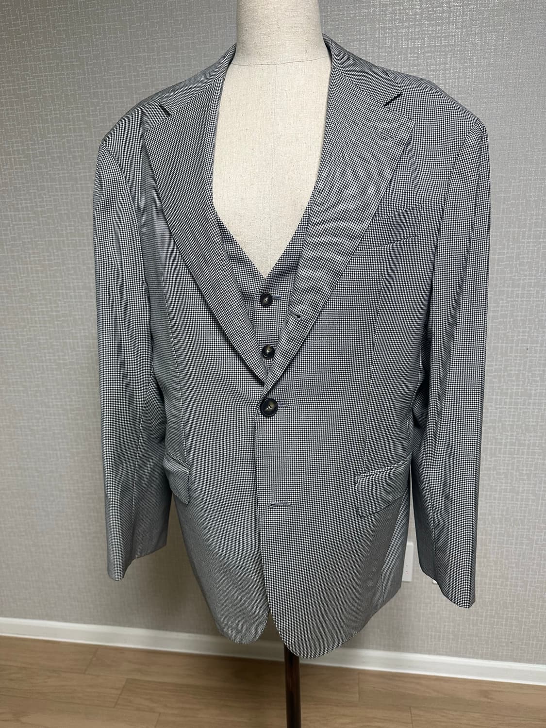 수제맞춤정장.도멜원단 하운드투스슈트 상의,하의,베스트 풀세트  상품이미지2