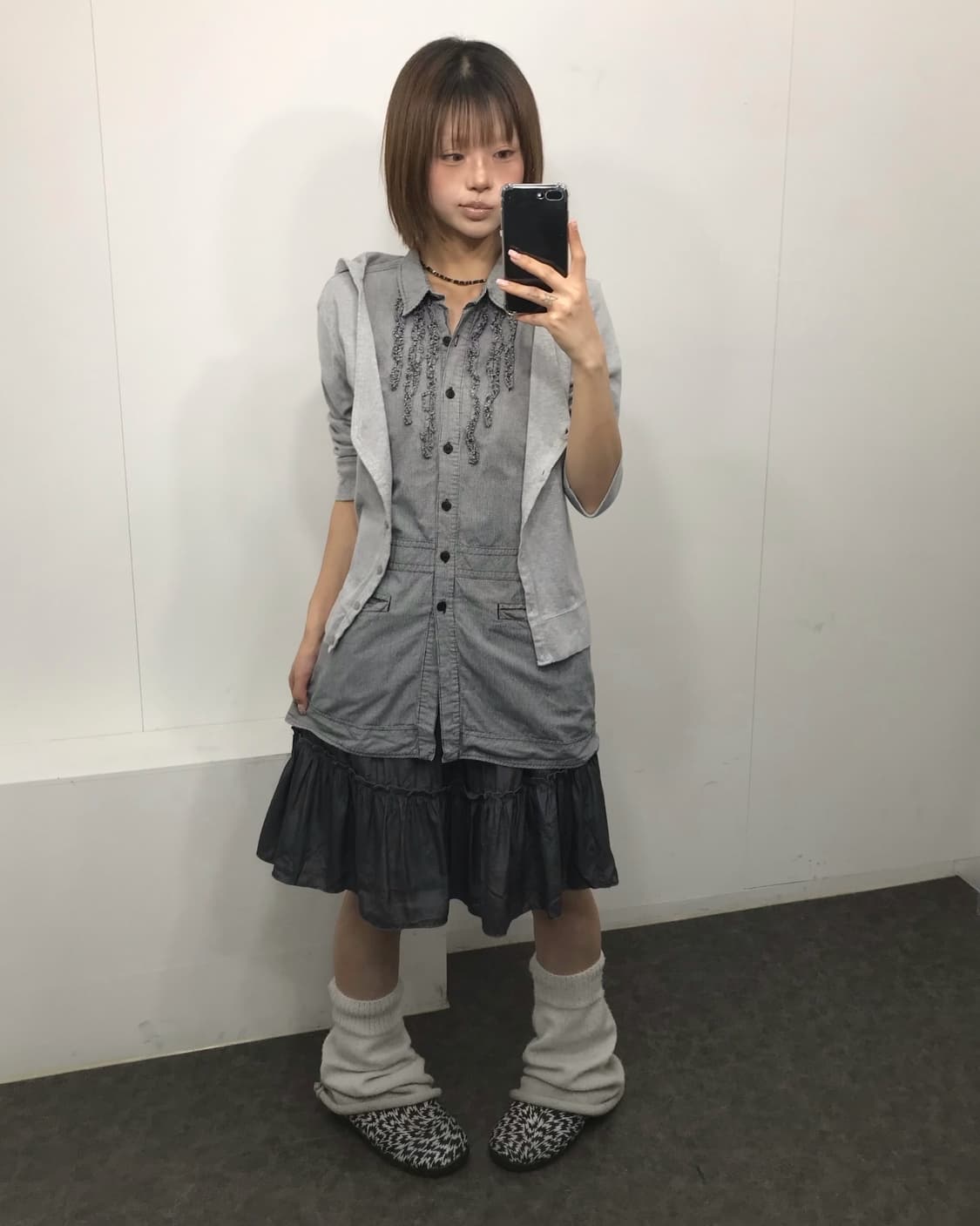 𖤐 그레이 프릴 모리걸set𖤐 상품이미지3