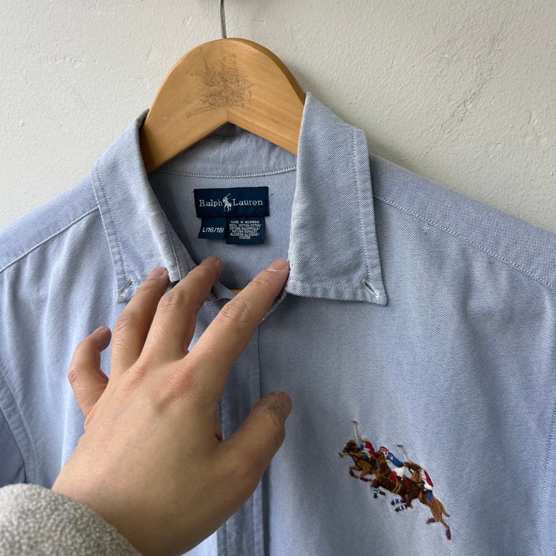 16198 - 폴로 랄프로렌 스카이블루 빅로고 셔츠 상품이미지3