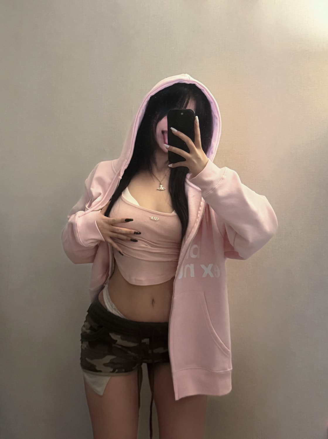 오도어 시리 후드집업 베이비핑크 상품이미지3