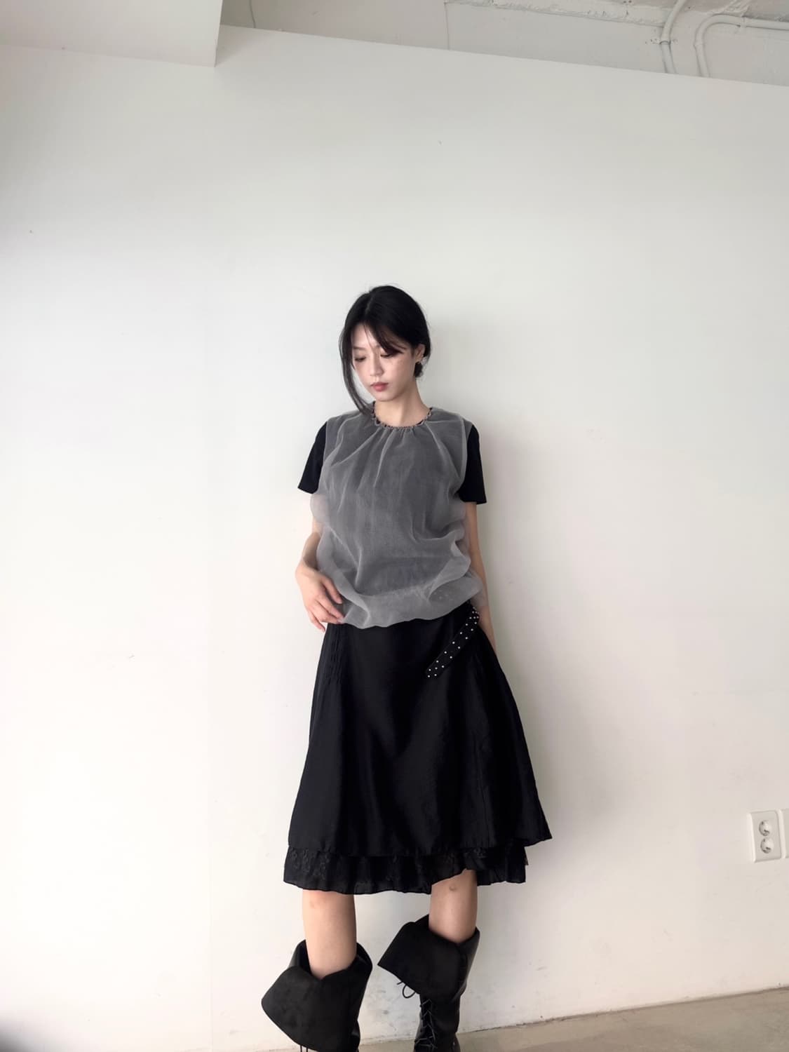 MARNI double layer organza top / black 상품이미지4