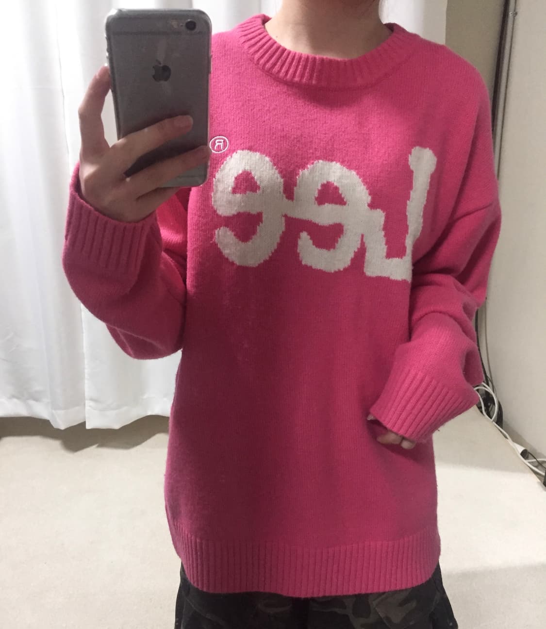 리 핫 핑크 빅로고 니트 상품이미지1