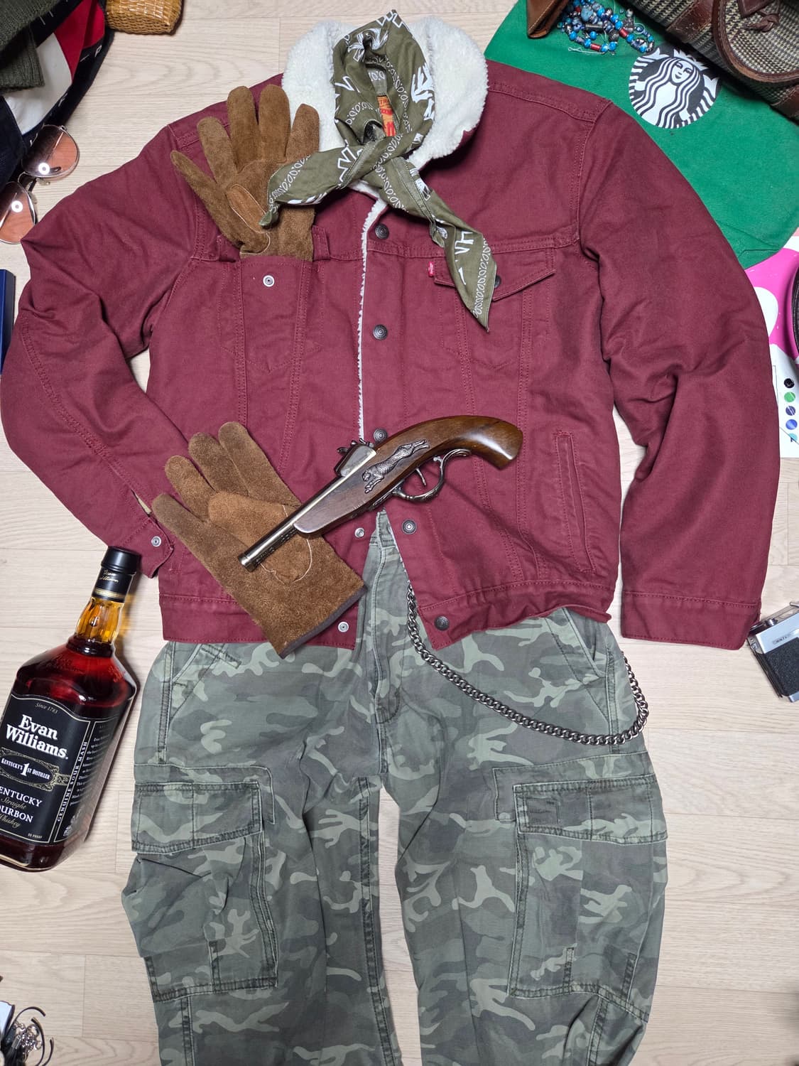 LEVIS 자켓 양털 쉐르파 봄버 트러커 버건디 와인 점퍼 상품이미지2