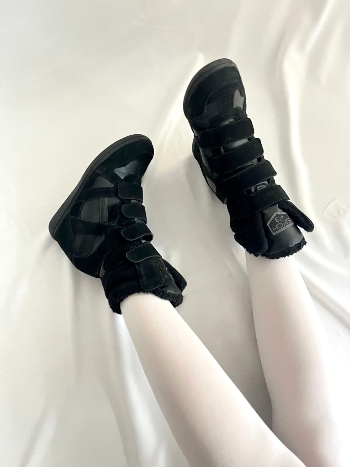 Skch 히든웨지힐 하이탑 미드 올블랙 상품이미지2