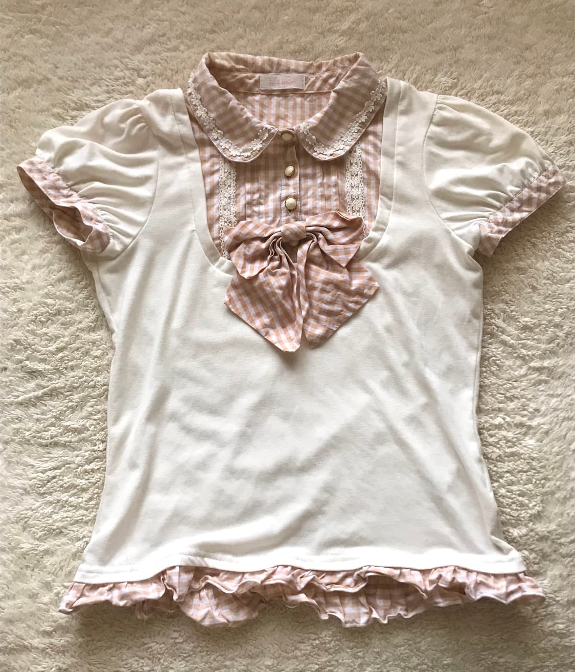 리즈리사 희귀 리본 레이어드 셔츠 상품이미지1